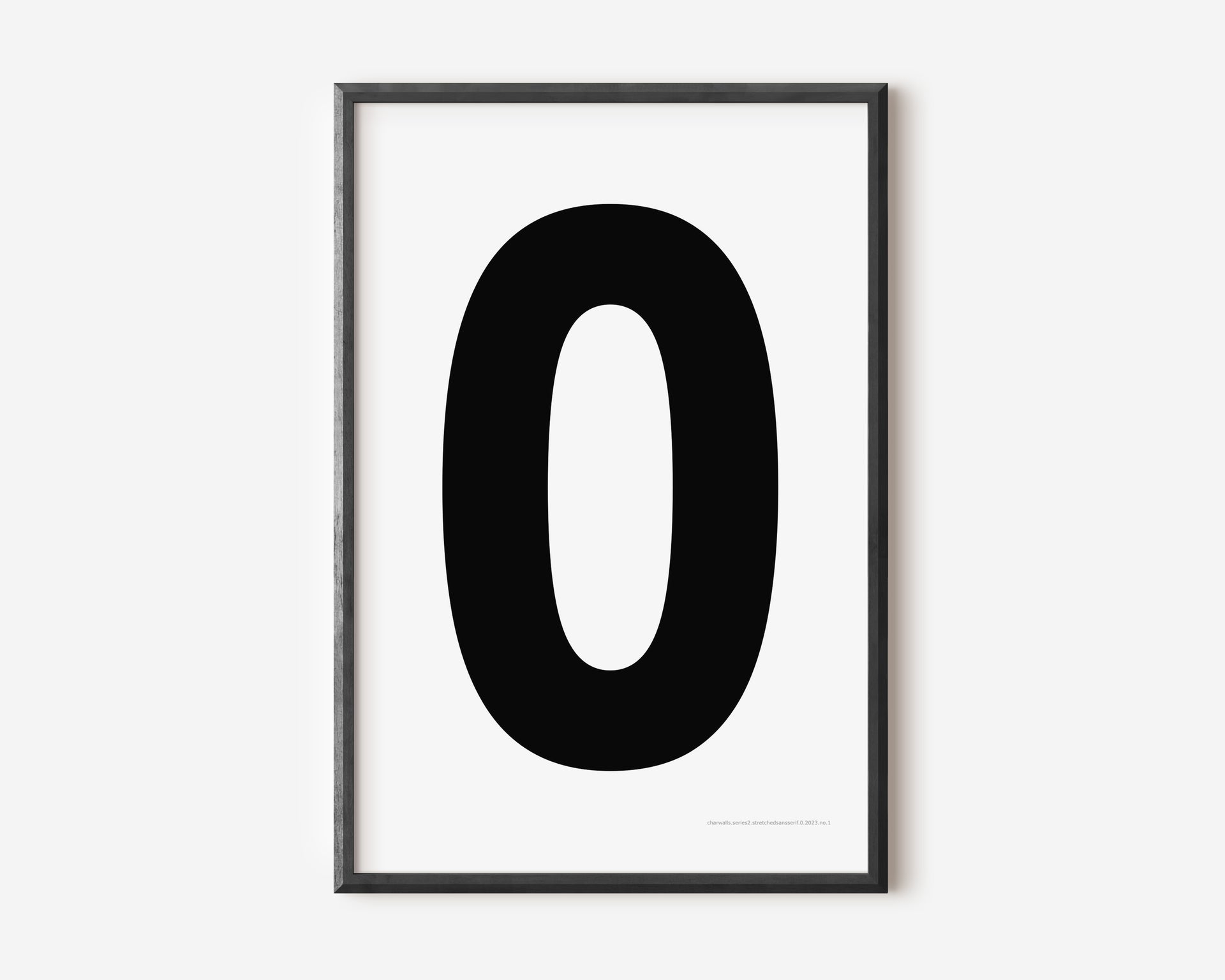 Modern number 0 art print with a black zero on a white background.
