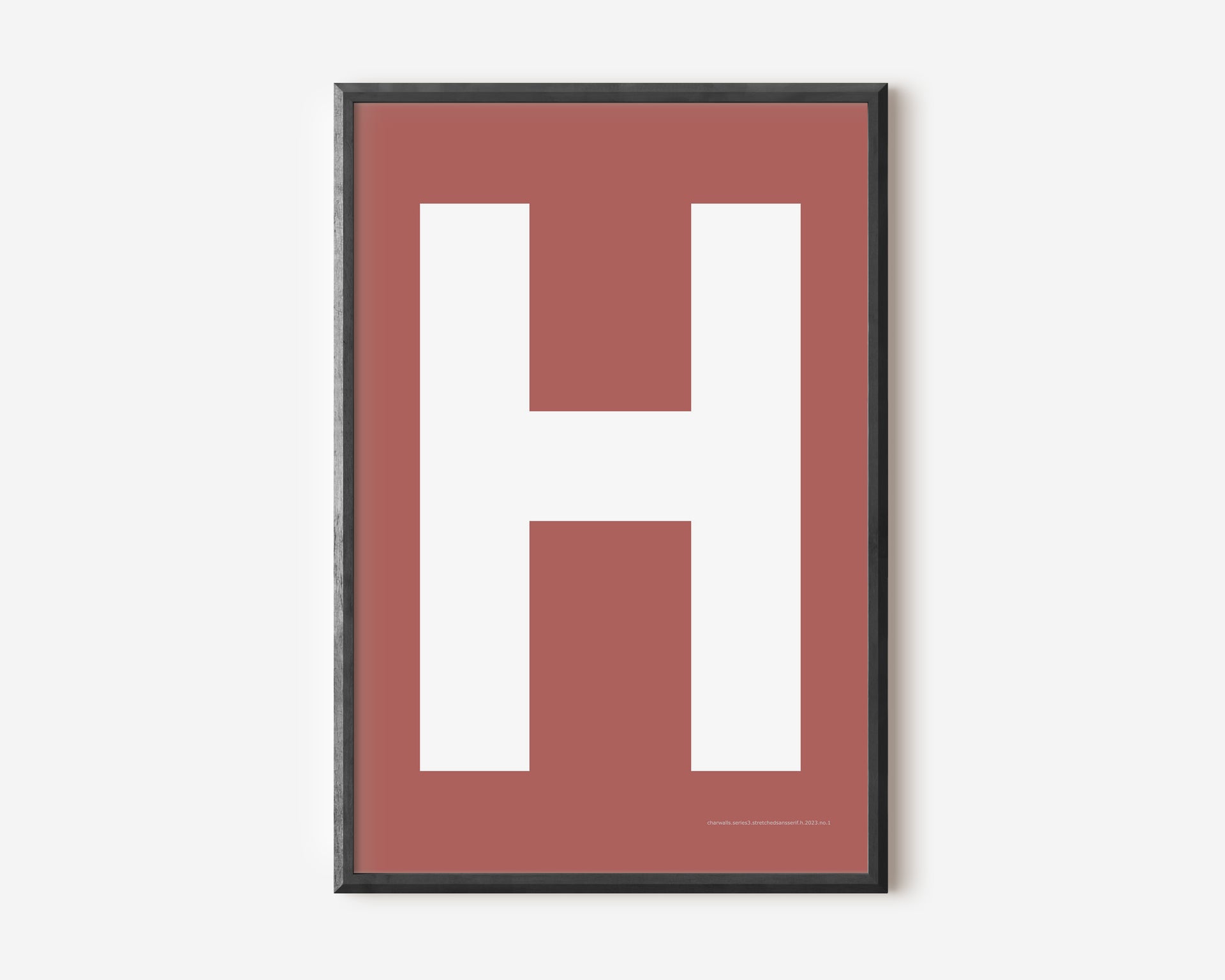Modern art print with an uppercase white letter H on a Nantucket red background.