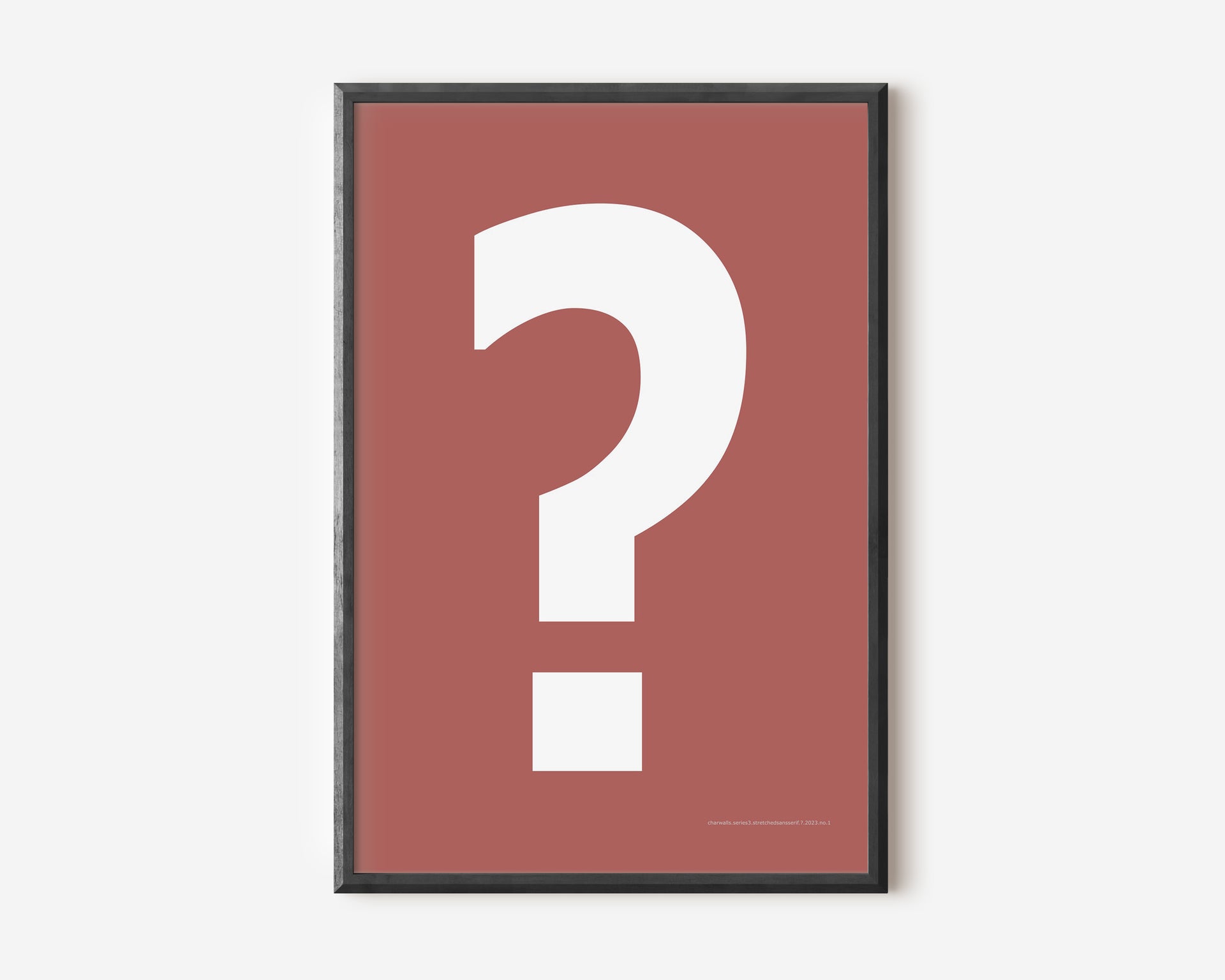 Modern symbol art print with a white question mark on a Nantucket red background.