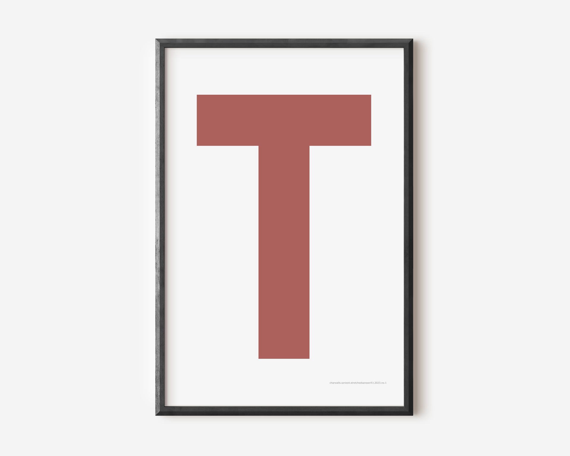 Modern art print with an uppercase Nantucket red letter T on a white background.