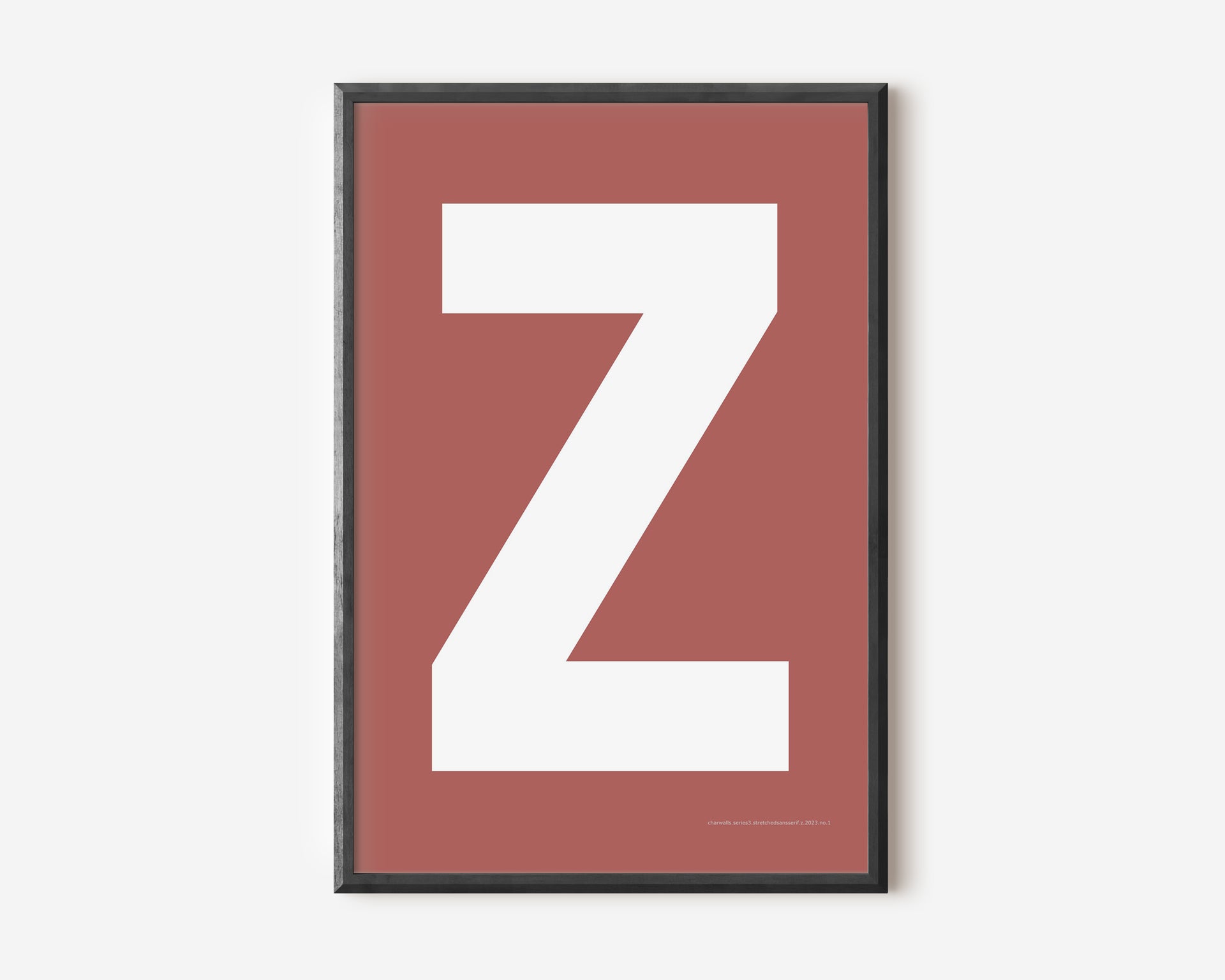 Modern art print with an uppercase white letter Z on a Nantucket red background.