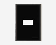 Modern symbol art print with a white minus sign on a black background.