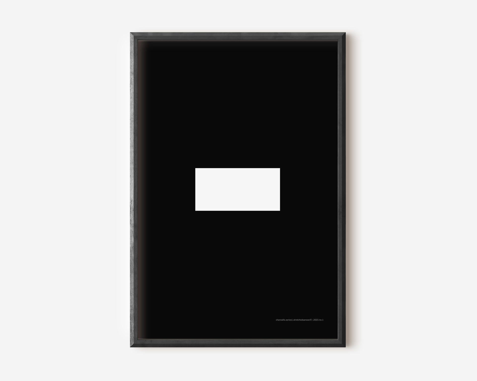 Modern symbol art print with a white minus sign on a black background.