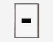 Modern symbol art print with a black minus sign on a white background.