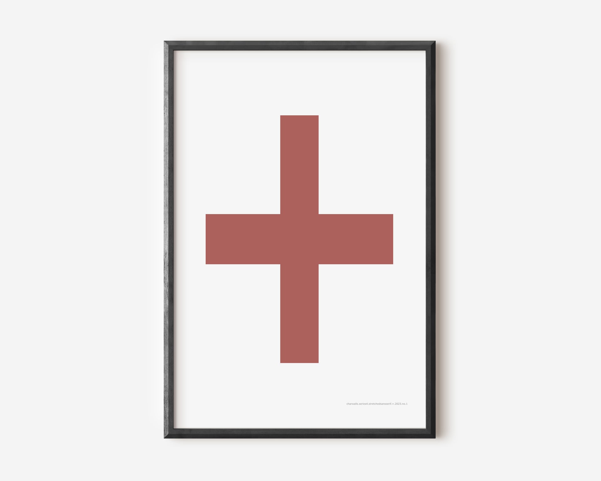 Modern symbol art print with a Nantucket red plus sign on a white background.