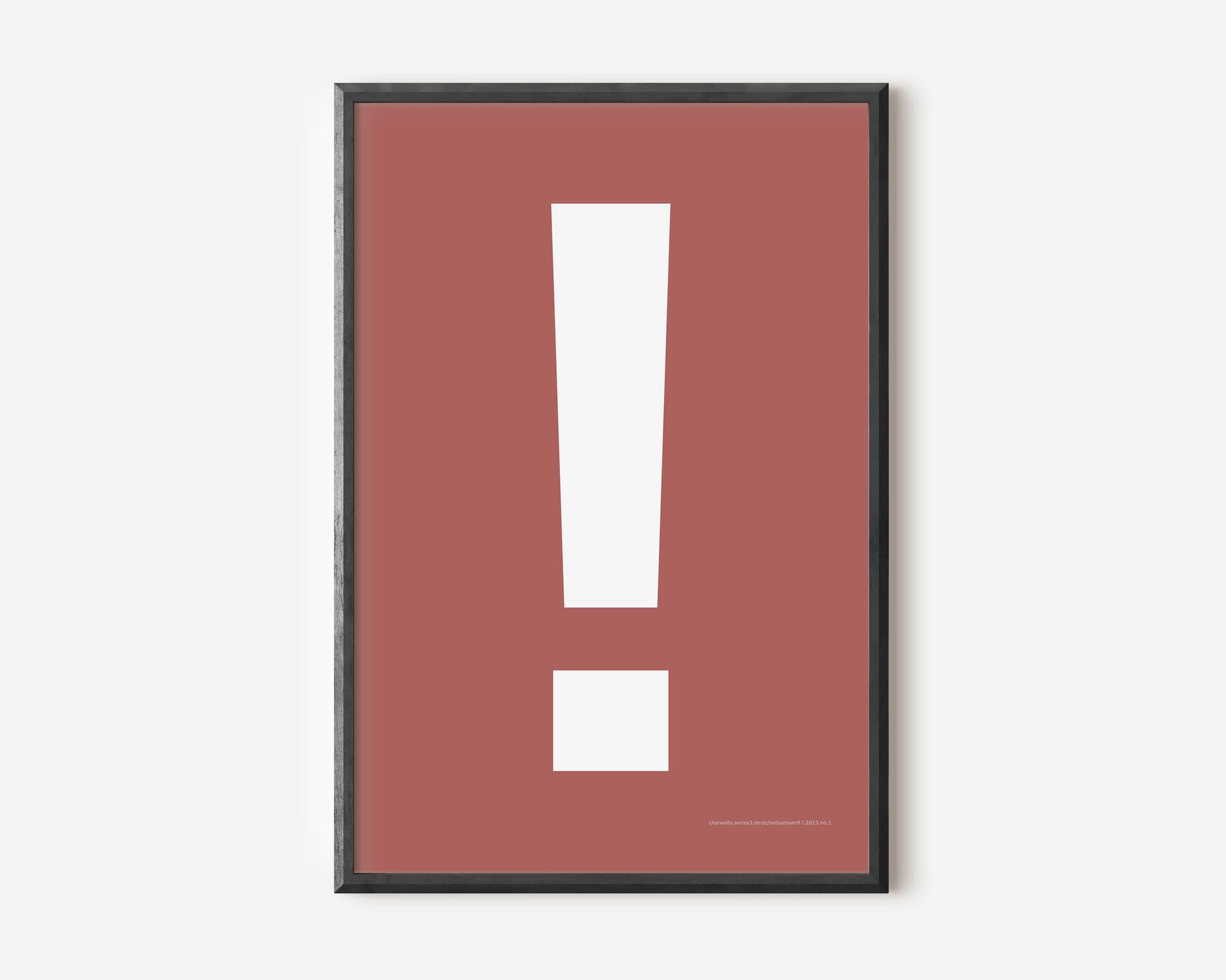 Modern symbol art print with a white exclamation point on a Nantucket red background.