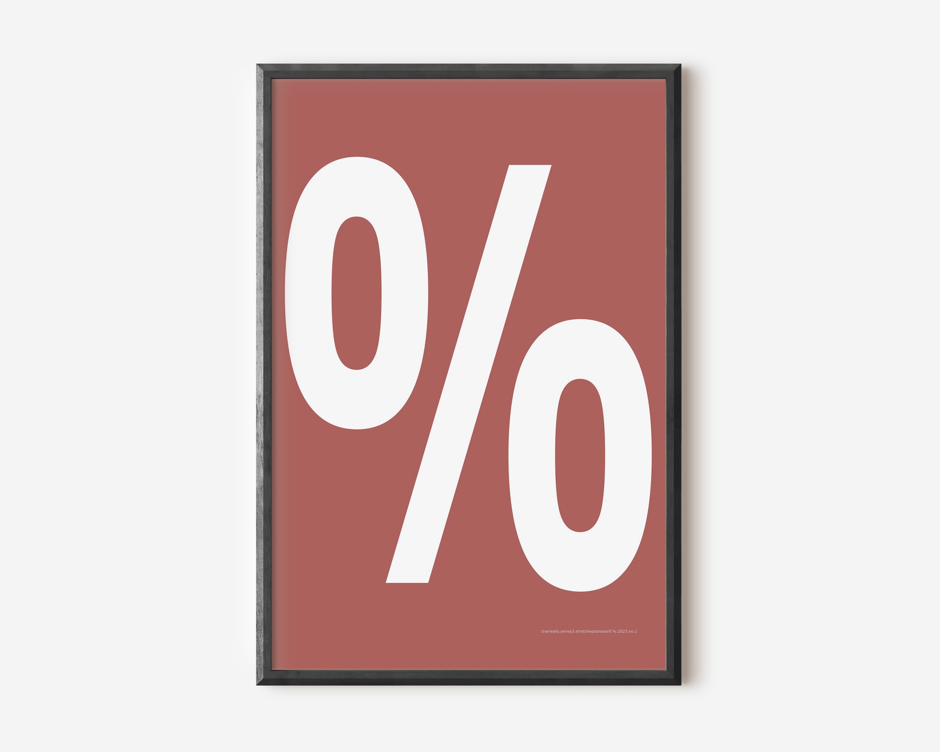 Modern symbol art print with a white percent sign on a Nantucket red background.