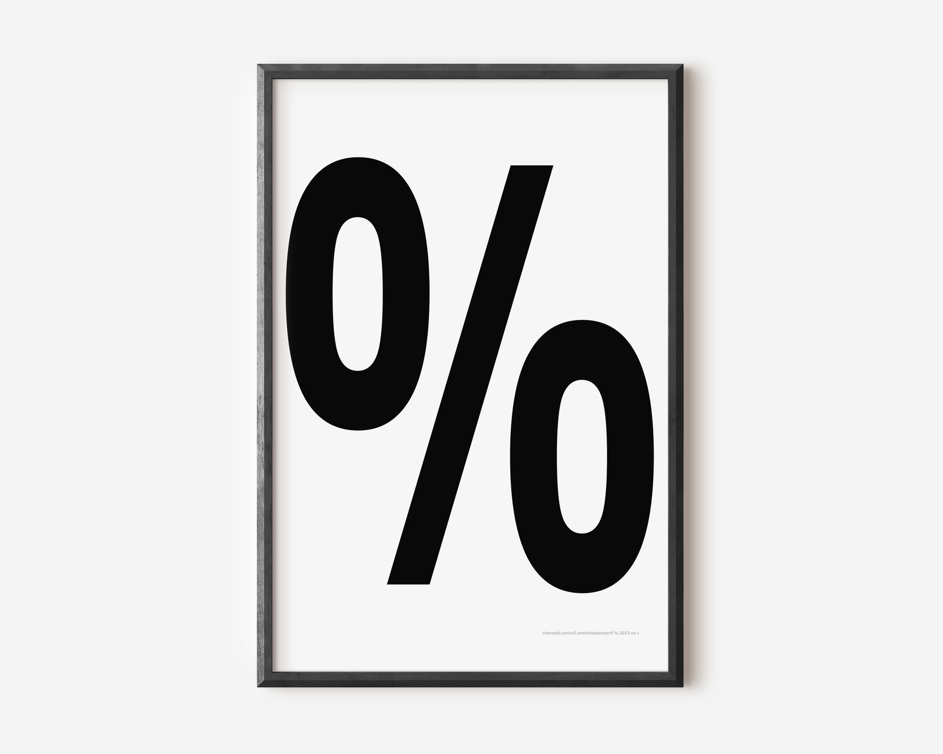 Modern symbol art print with a black percent sign on a white background.