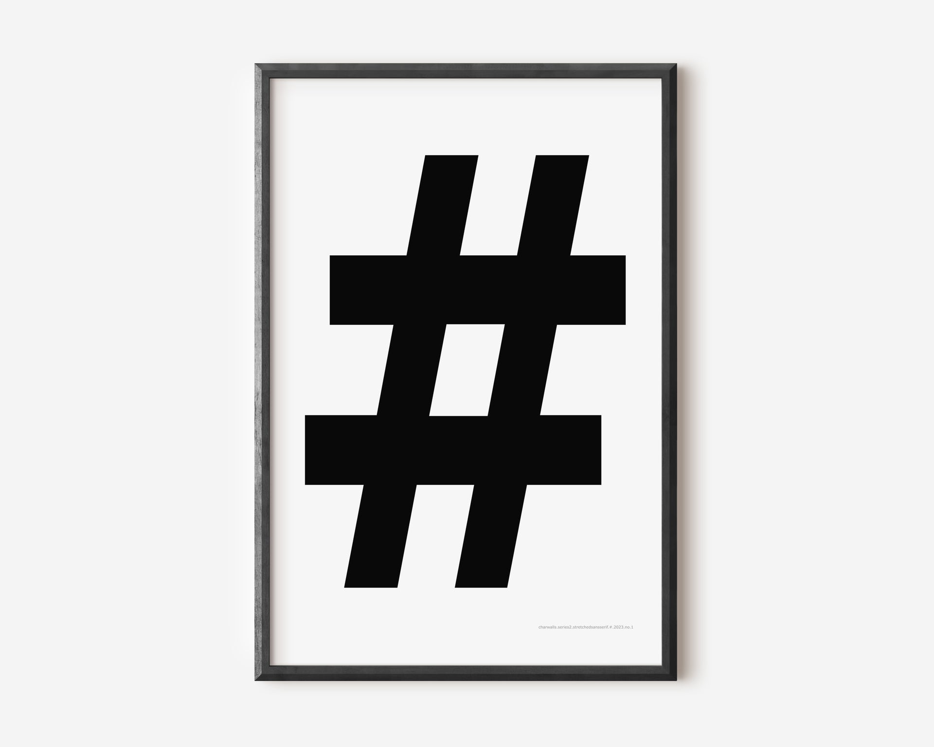 Modern symbol art print with a black number sign on a white background.
