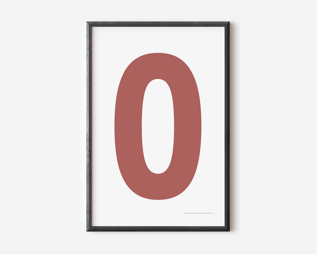 Modern number 0 art print with a Nantucket red zero on a white background.