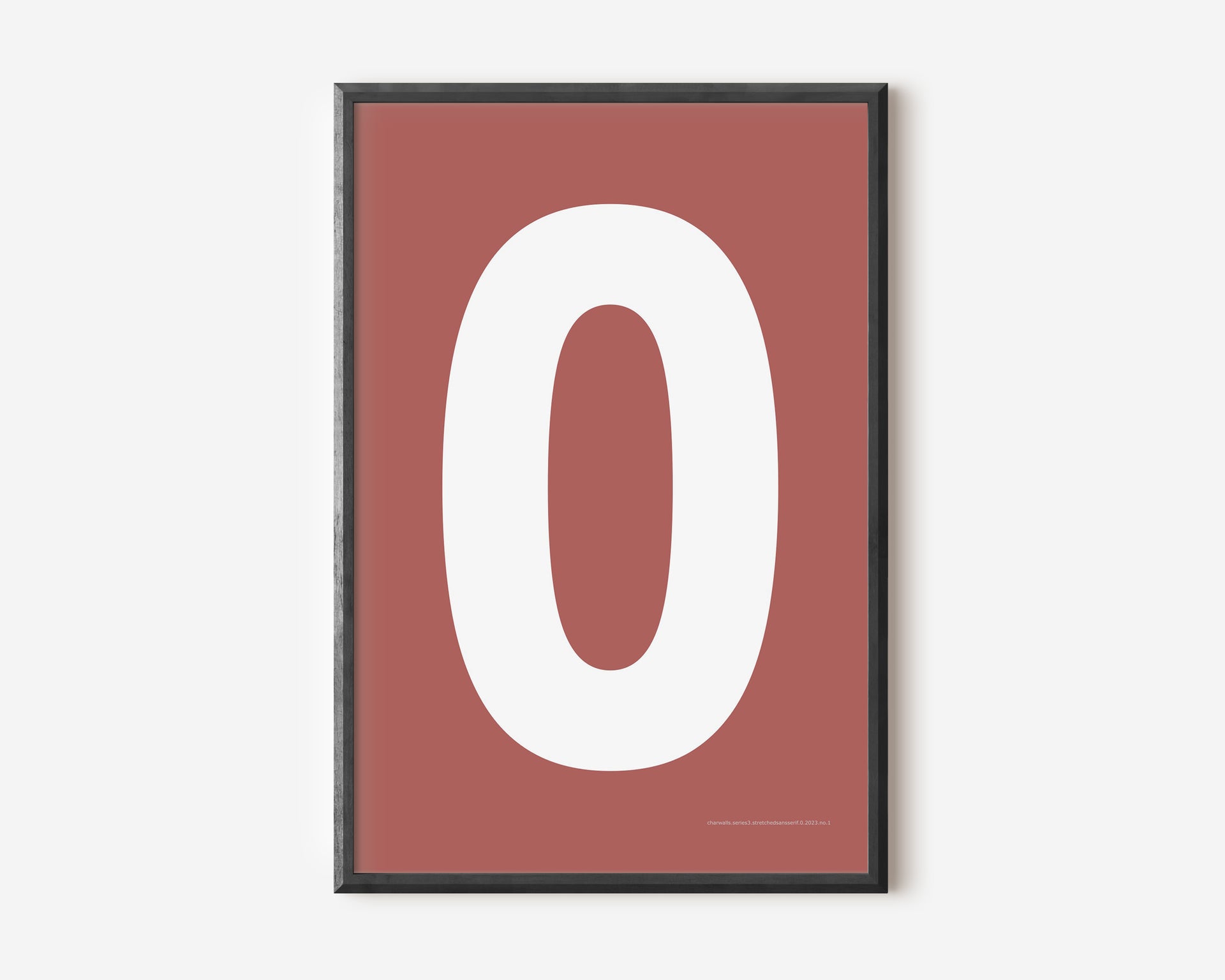 Modern number 0 art print with a white zero on a Nantucket red background.