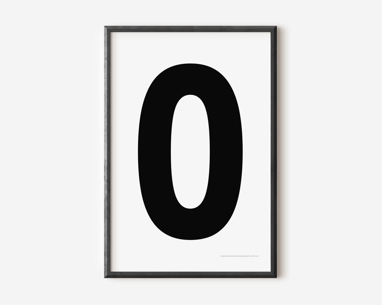 Modern number 0 art print with a black zero on a white background.