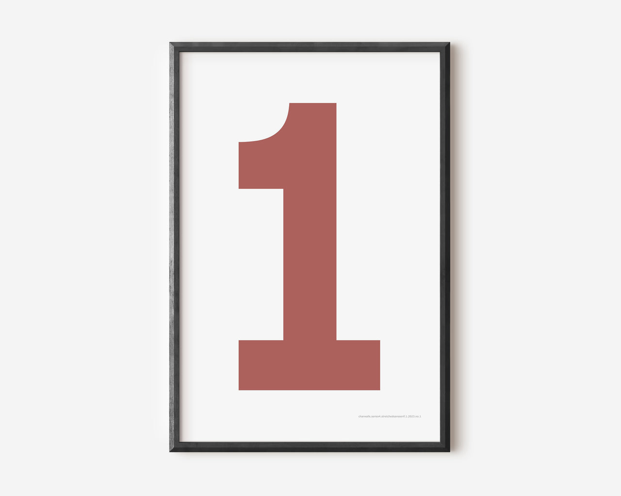 Modern number 1 art print with a Nantucket red one on a white background.