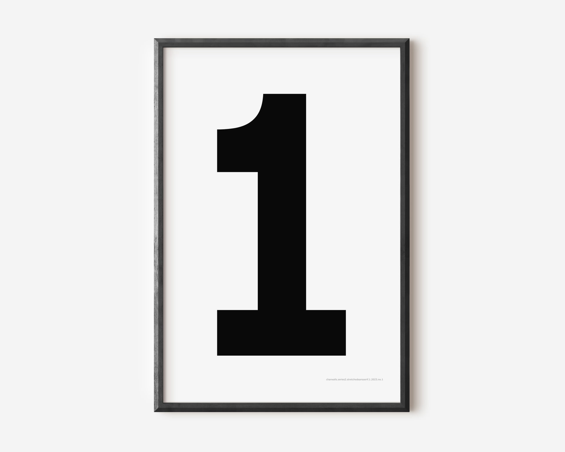 Modern number 1 art print with a black one on a white background.