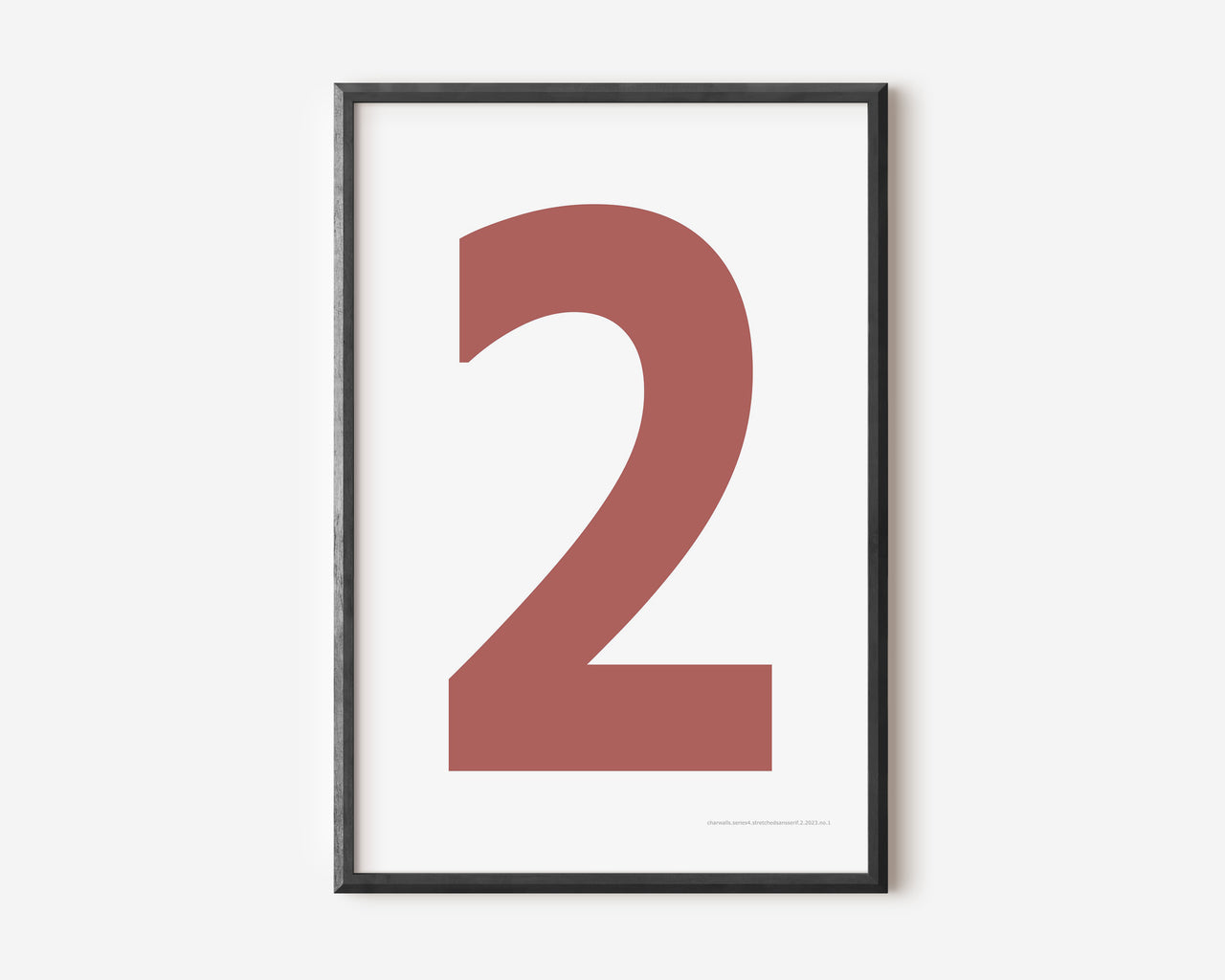 Modern number 2 art print with a Nantucket red two on a white background.