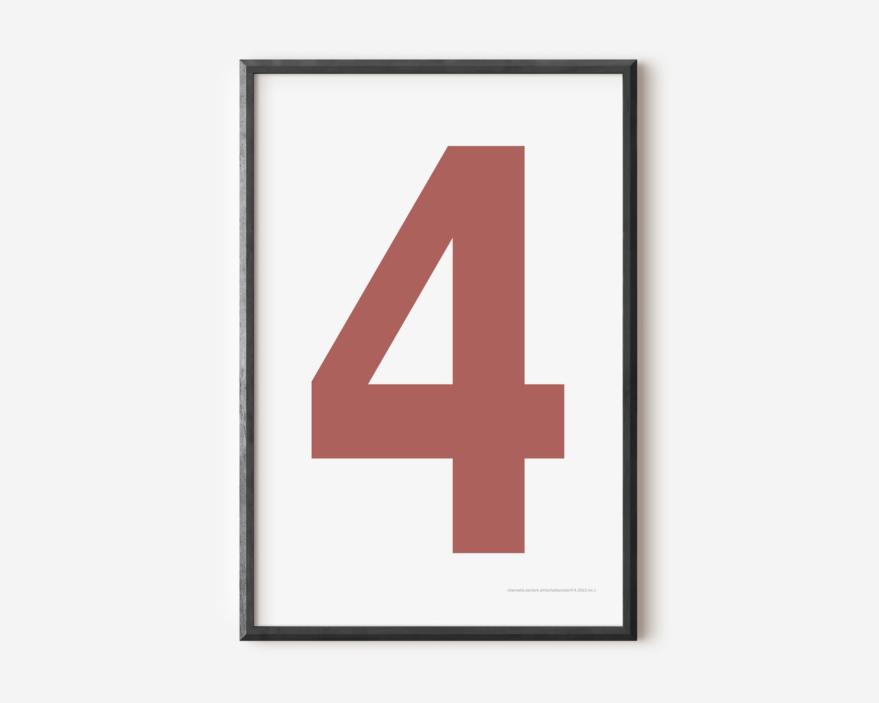 Modern number 4 art print with a Nantucket red four on a white background.