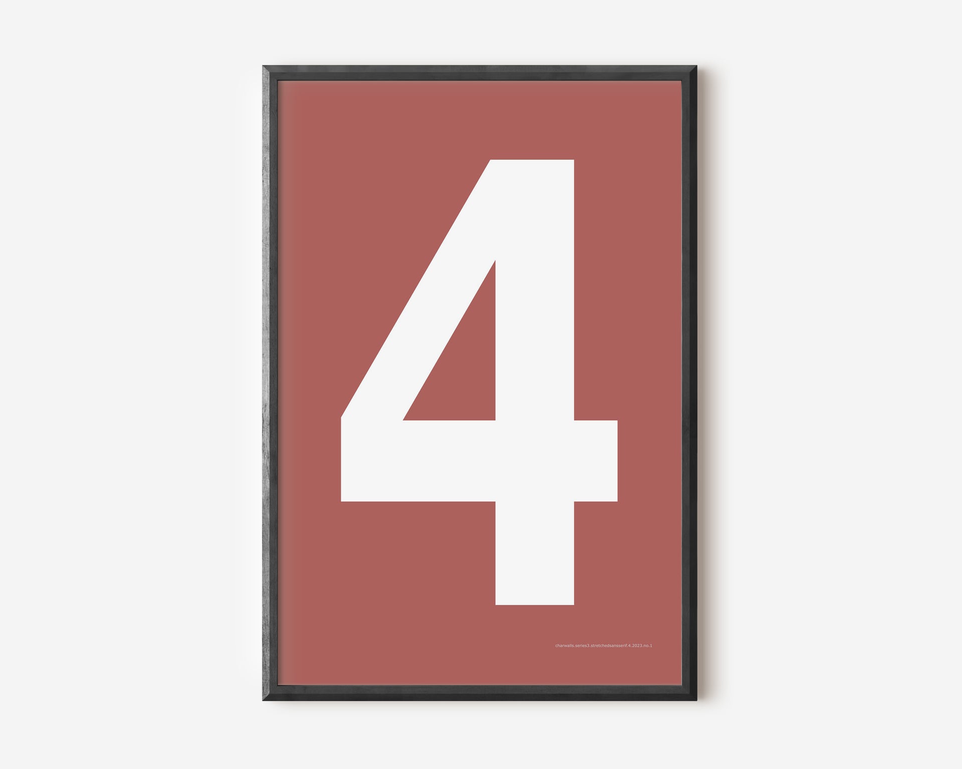 Modern number 4 art print with a white four on a Nantucket red background.