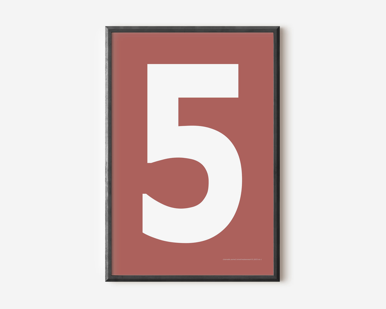 Modern number 5 art print with a white five on a Nantucket red background.