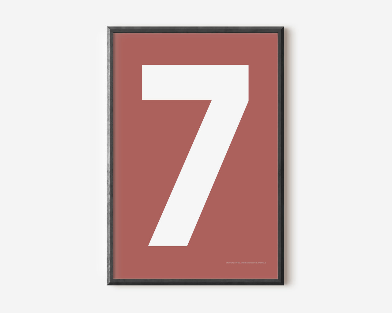 Modern number 7 art print with a white seven on a Nantucket red background.