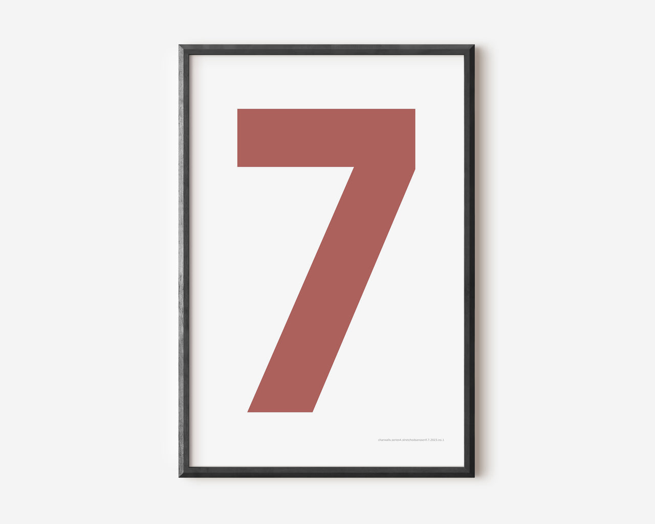 Modern number 7 art print with a Nantucket red seven on a white background.