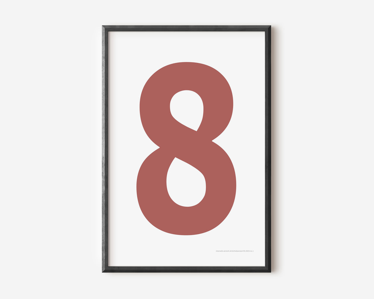 Modern number 8 art print with a Nantucket red eight on a white background.