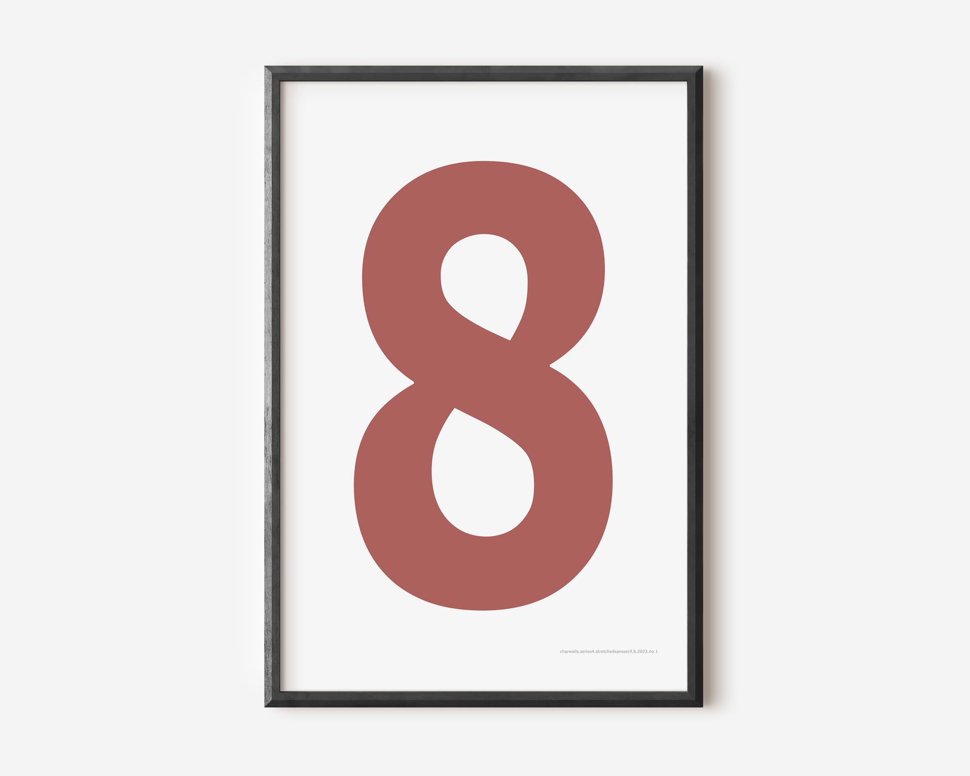 Modern number 8 art print with a Nantucket red eight on a white background.