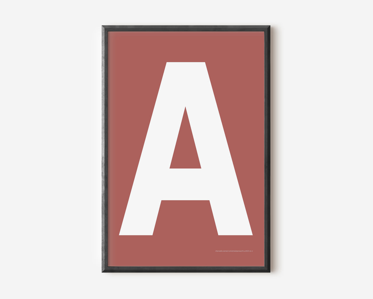 Modern art print with an uppercase white letter A on a Nantucket red background.