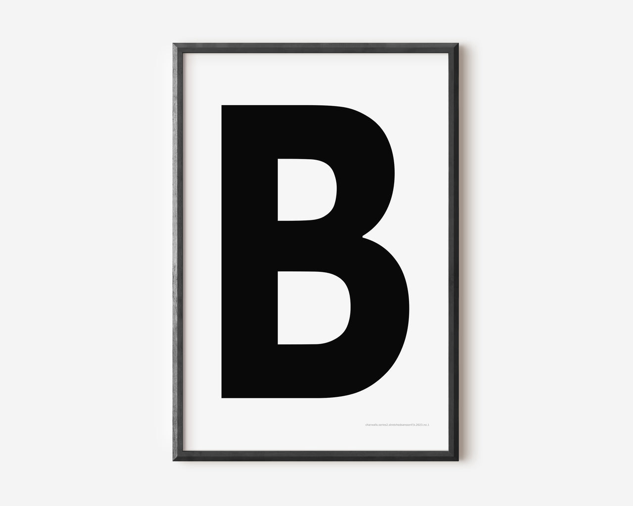 Modern art print with an uppercase black letter B on a white background.