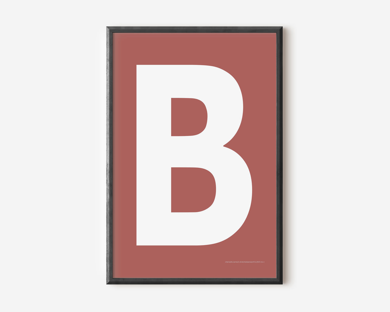 Modern art print with an uppercase white letter B on a Nantucket red background.