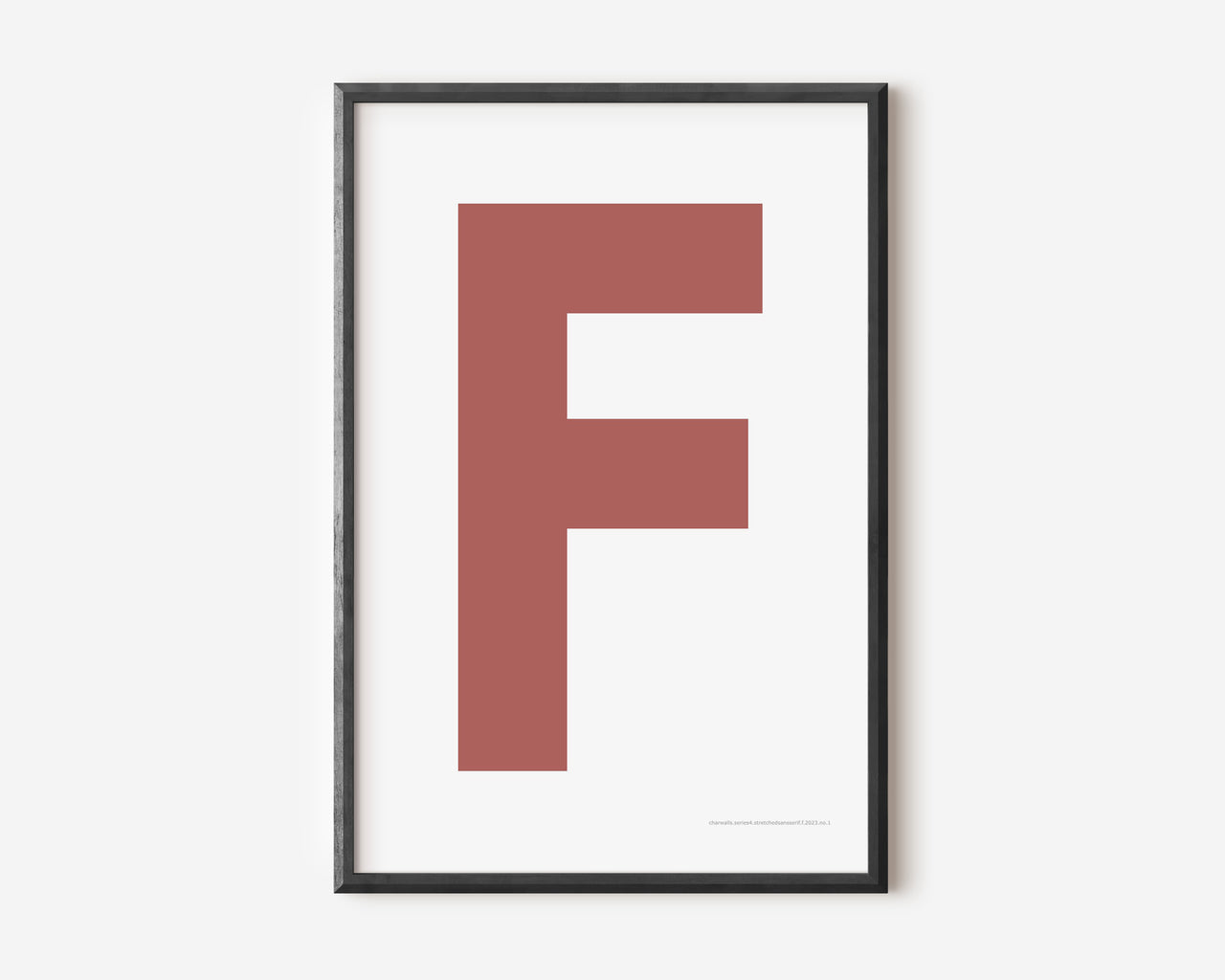 Modern art print with an uppercase Nantucket red letter F on a white background.