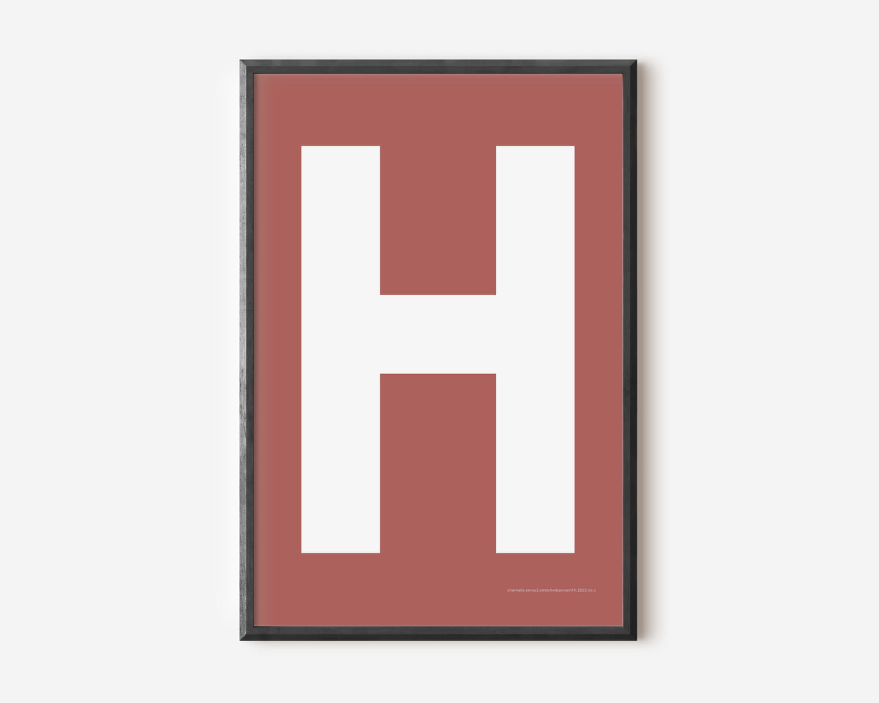 Modern art print with an uppercase white letter H on a Nantucket red background.