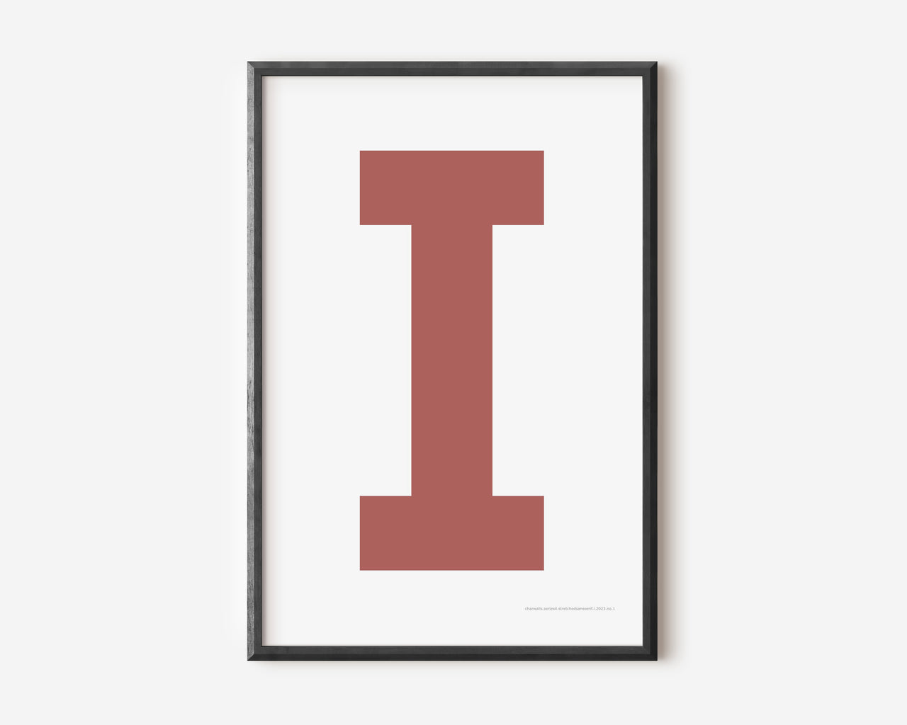 Modern art print with an uppercase Nantucket red letter I on a white background.