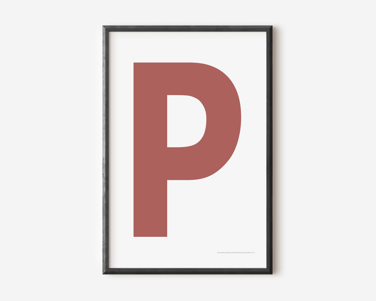 Modern art print with an uppercase Nantucket red letter P on a white background.