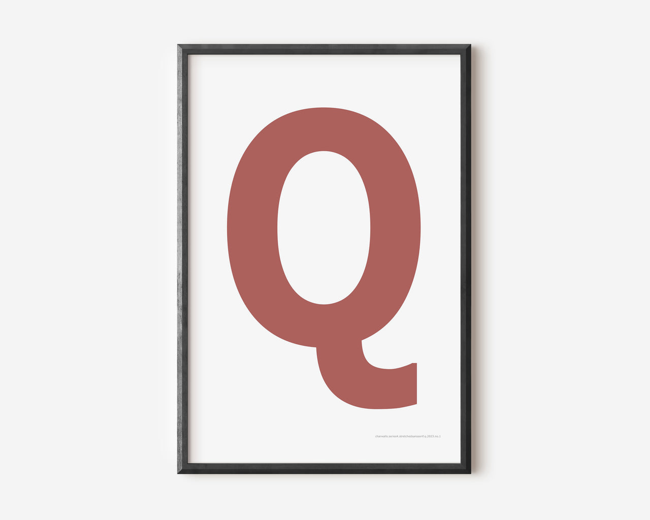 Modern art print with an uppercase Nantucket red letter Q on a white background.