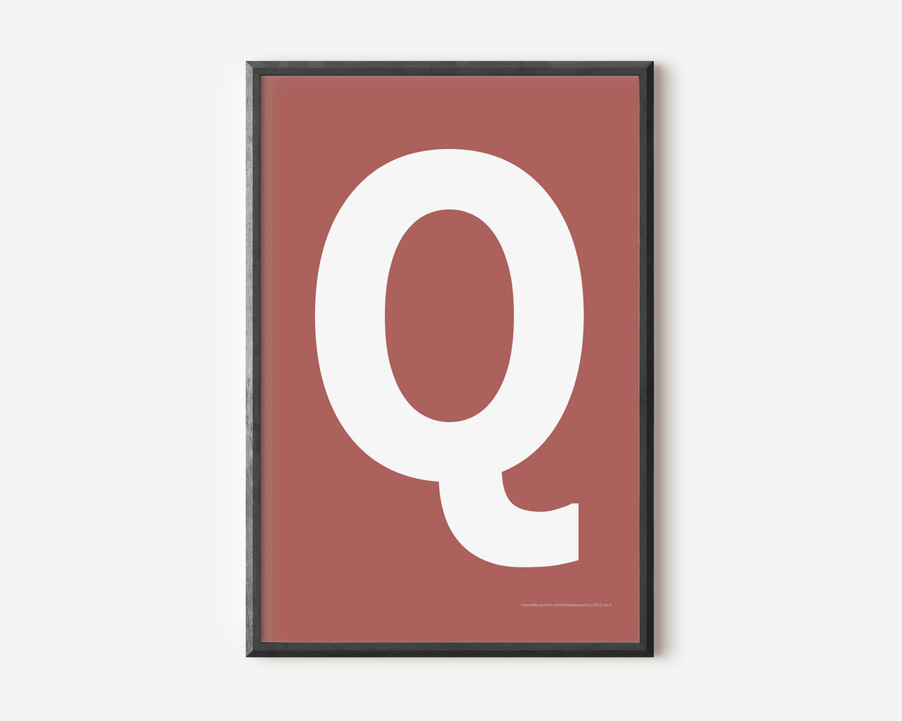 Modern art print with an uppercase white letter Q on a Nantucket red background.