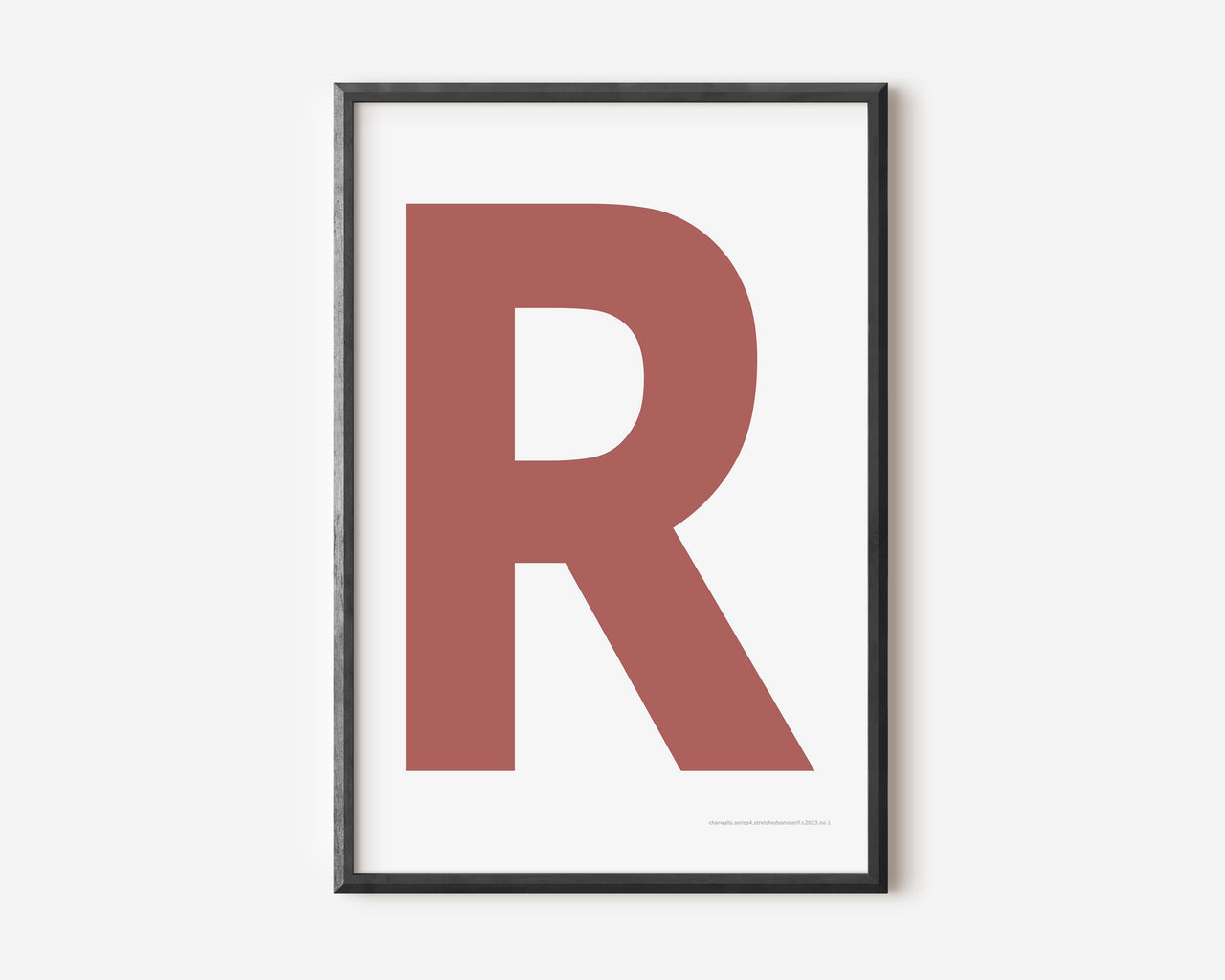 Modern art print with an uppercase Nantucket red letter R on a white background.