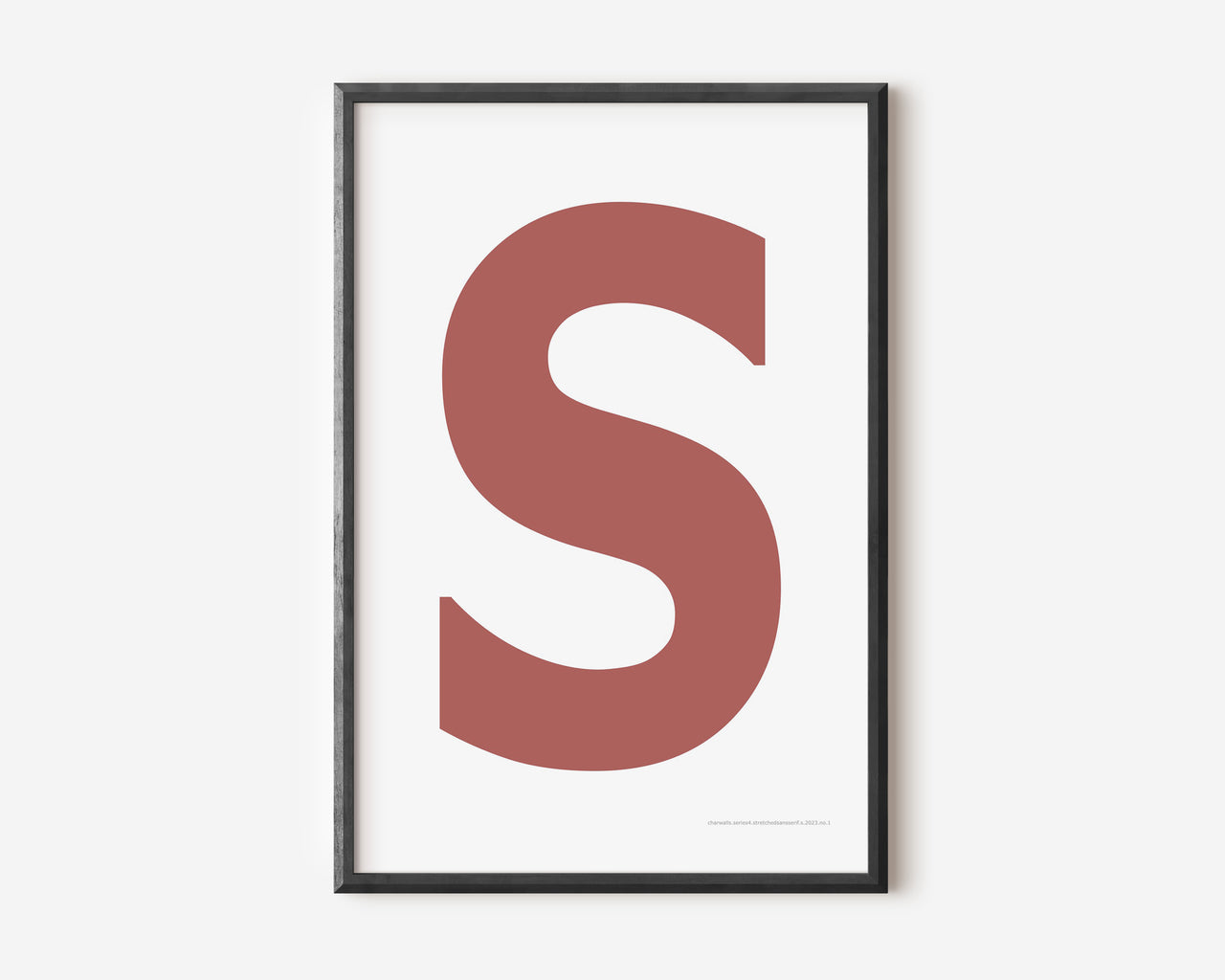 Modern art print with an uppercase Nantucket red letter S on a white background.