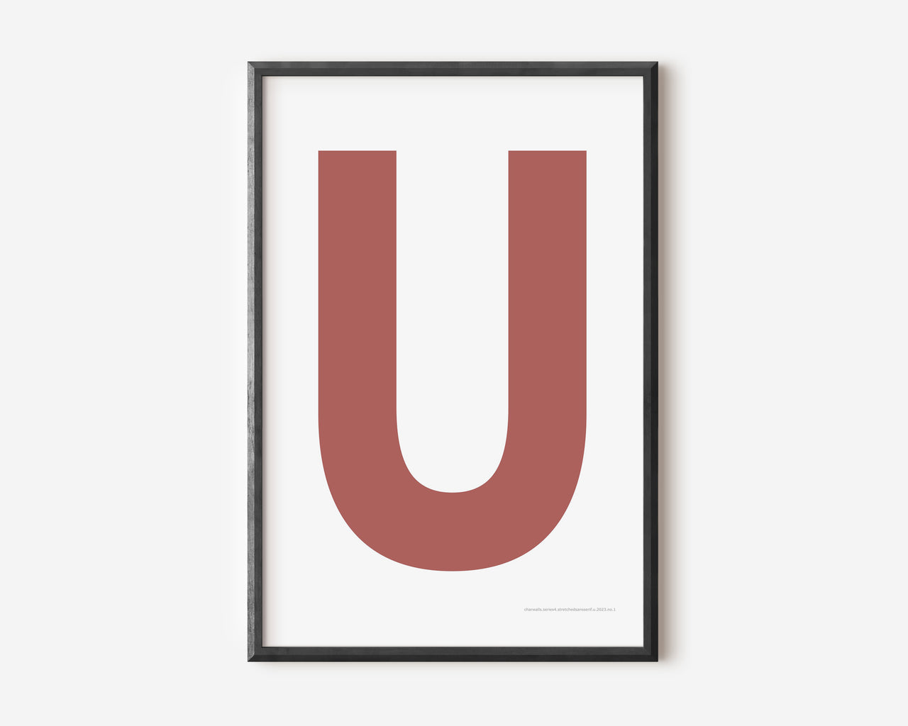 Modern art print with an uppercase Nantucket red letter U on a white background.