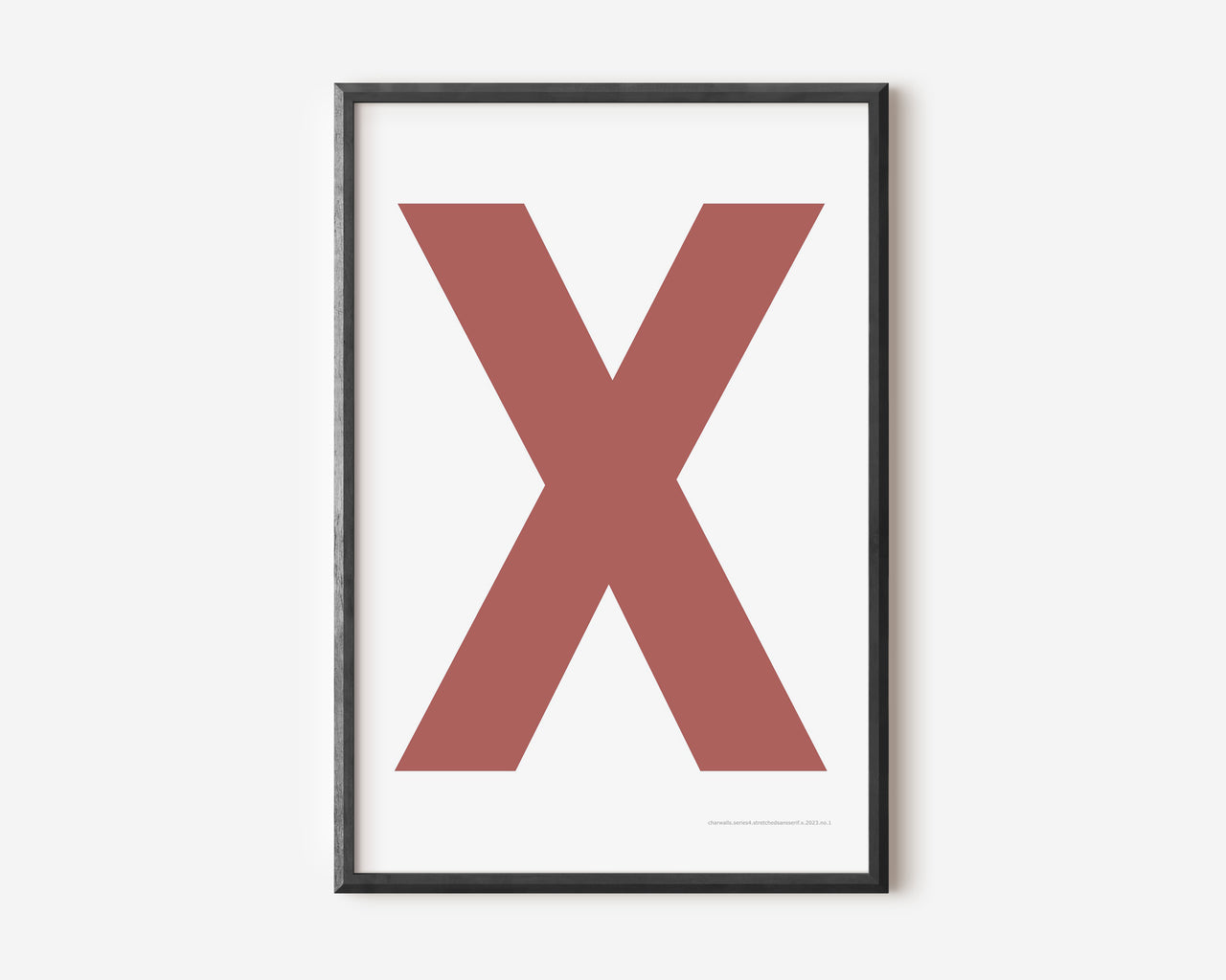 Modern art print with an uppercase Nantucket red letter X on a white background.