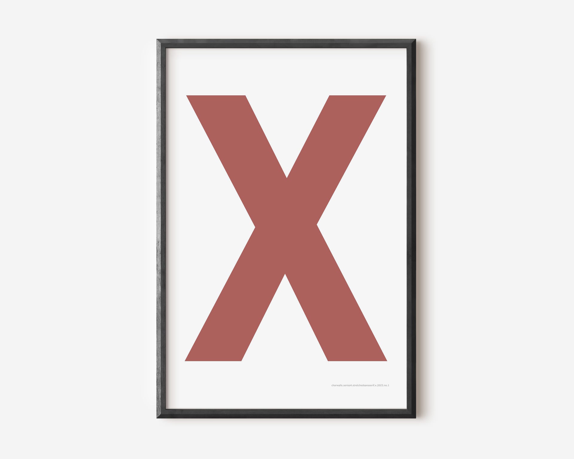 Modern art print with an uppercase Nantucket red letter X on a white background.