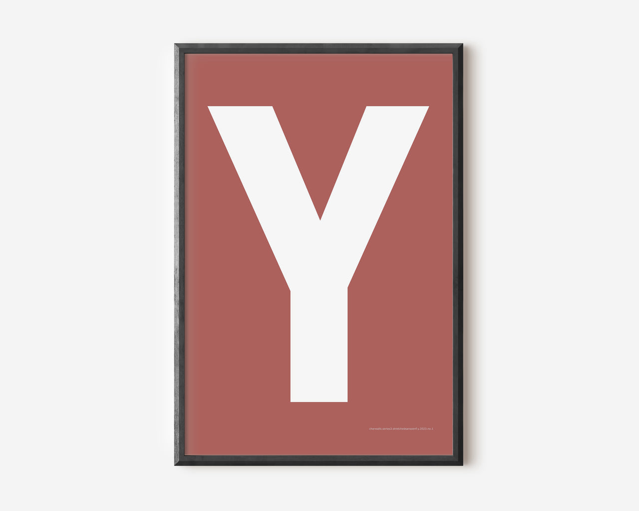 Modern art print with an uppercase white letter Y on a Nantucket red background.