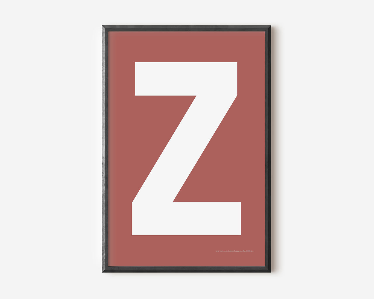 Modern art print with an uppercase white letter Z on a Nantucket red background.
