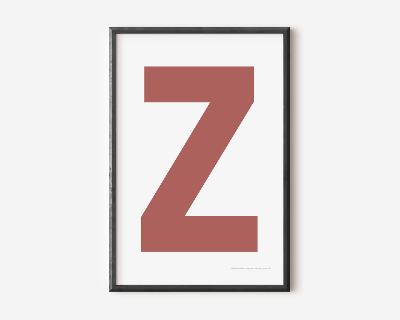 Modern art print with an uppercase Nantucket red letter Z on a white background.