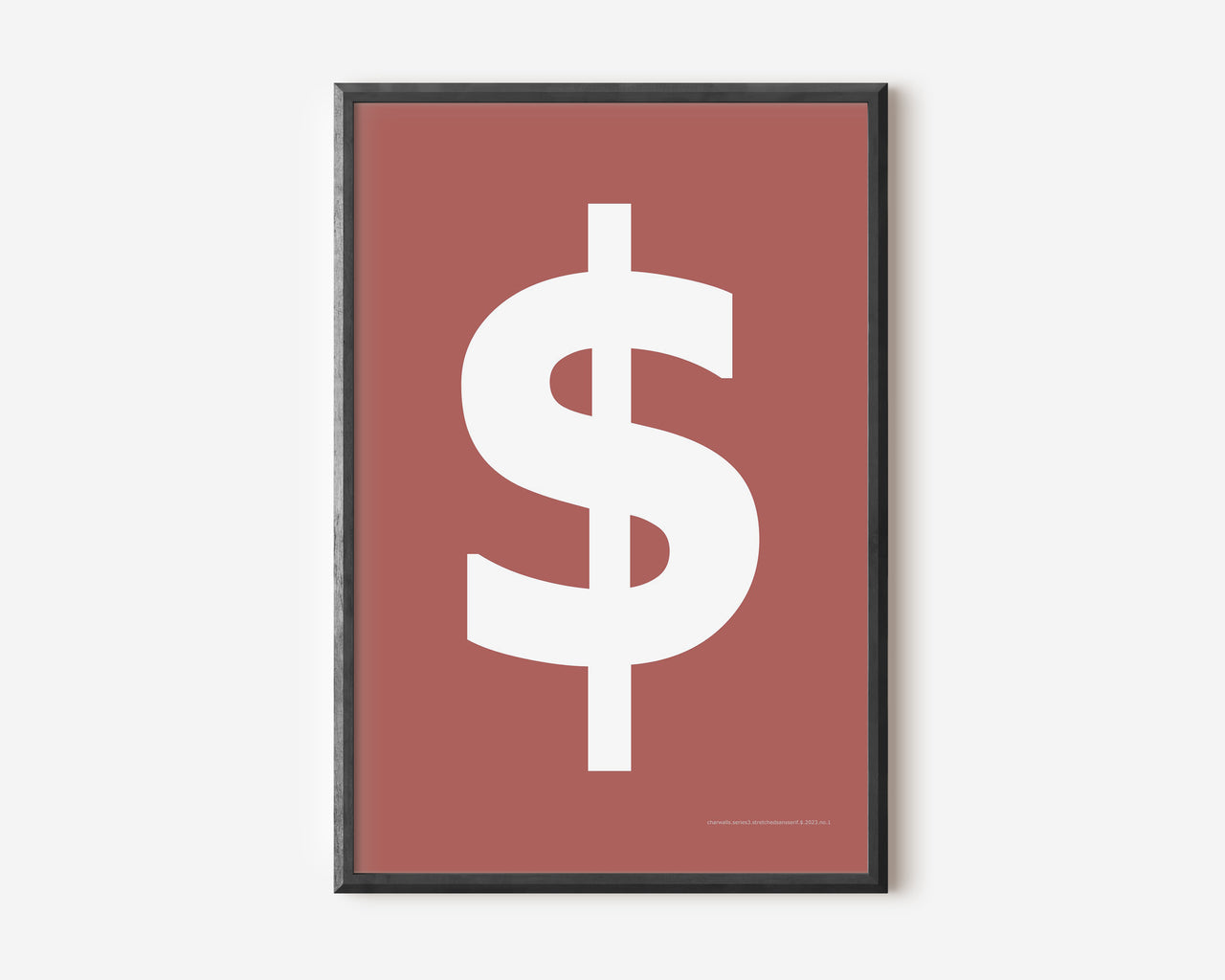 Modern symbol art print with a white dollar sign on a Nantucket red background.