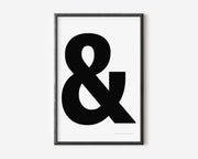 Modern symbol art print with a black ampersand on a white background.