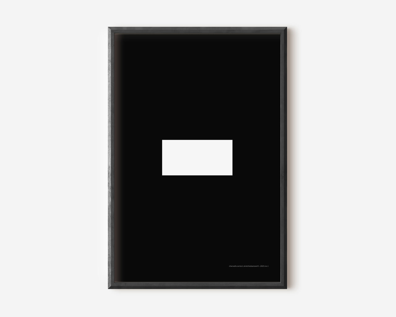 Modern symbol art print with a white minus sign on a black background.