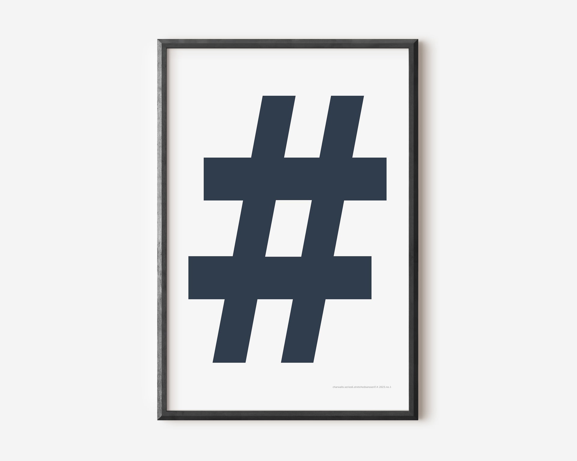 Modern symbol art print with a navy blue number sign on a white background.