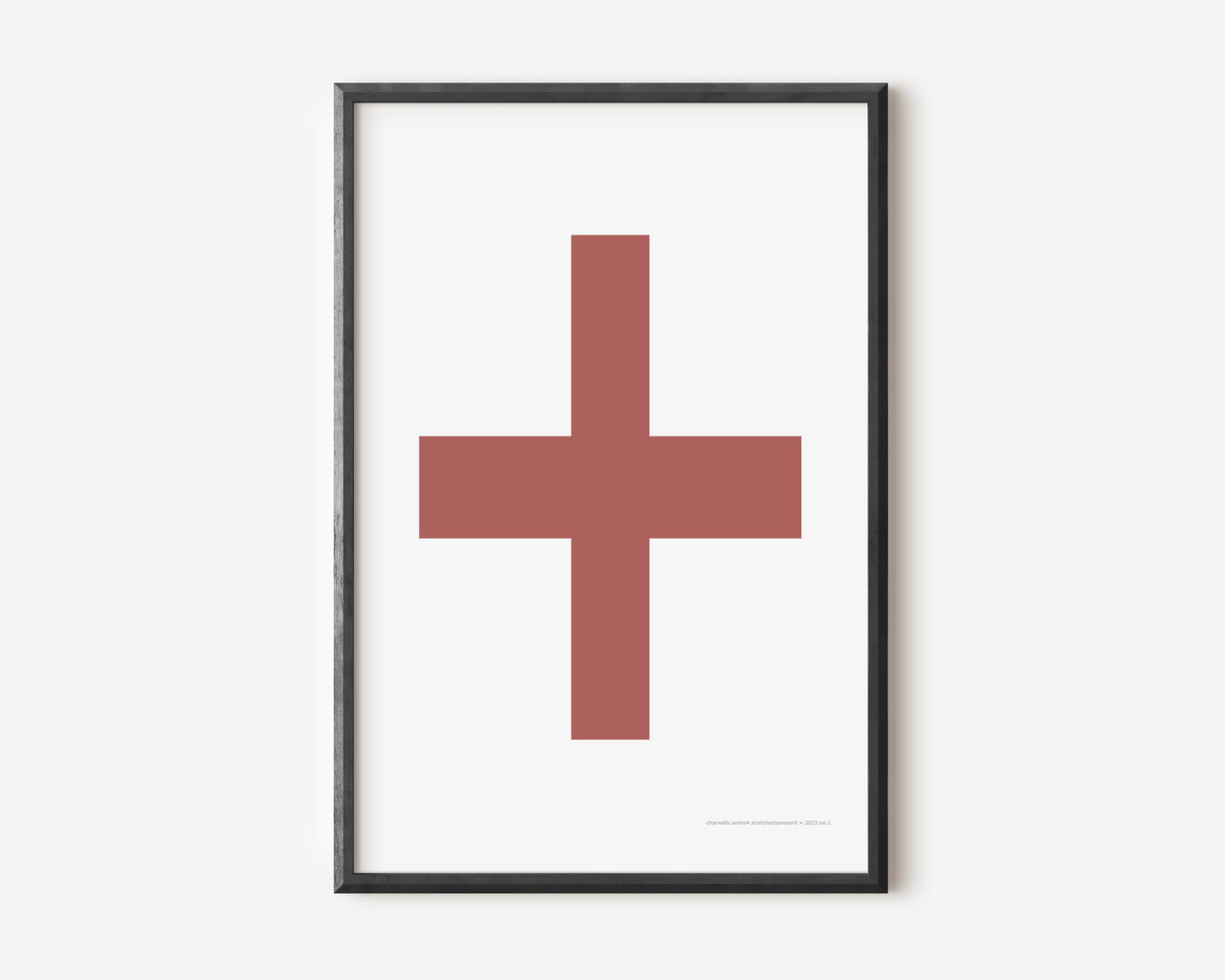 Modern symbol art print with a Nantucket red plus sign on a white background.