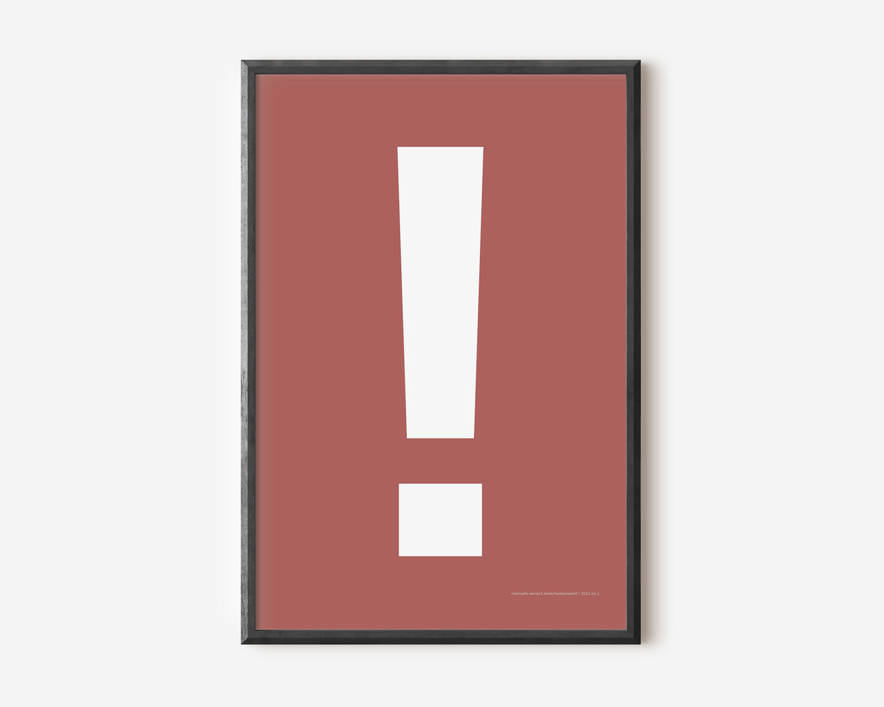 Modern symbol art print with a white exclamation point on a Nantucket red background.