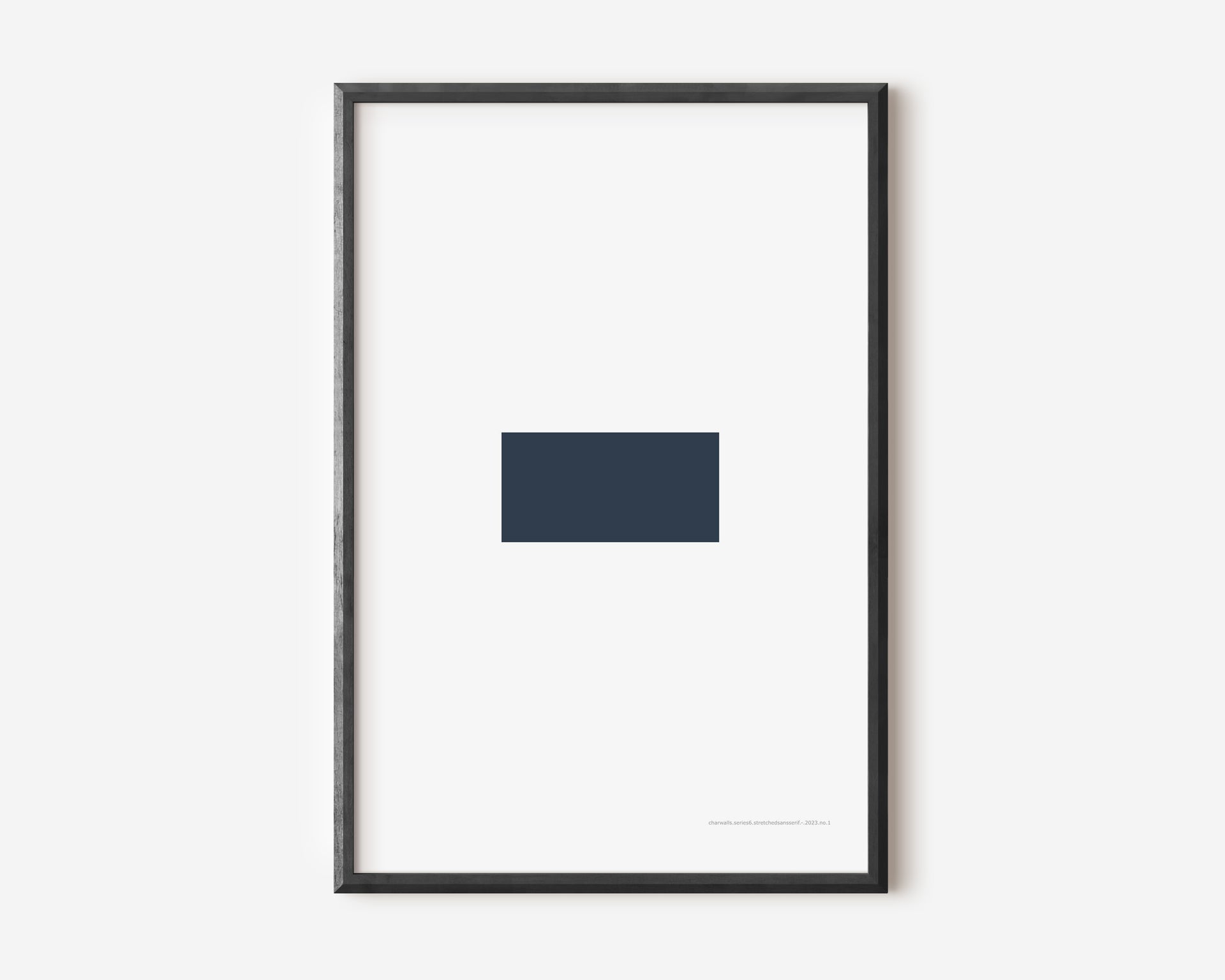 Modern symbol art print with a navy blue minus sign on a white background.